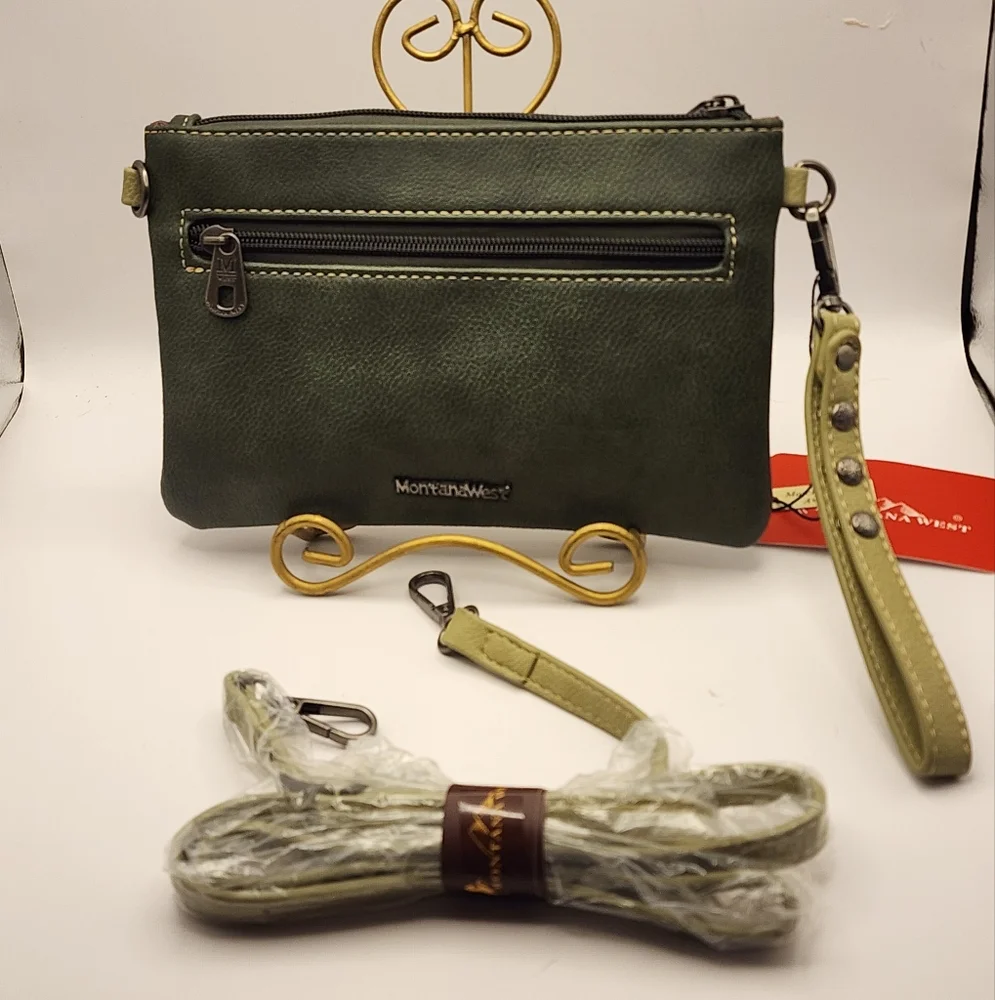 Montana West Cut-Out/Buckle Collection Wristlet Crossbody MW1177-181GN - Picture 7 of 7